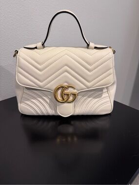 Gucci Cream GG Marmot Small Top Handle with COA